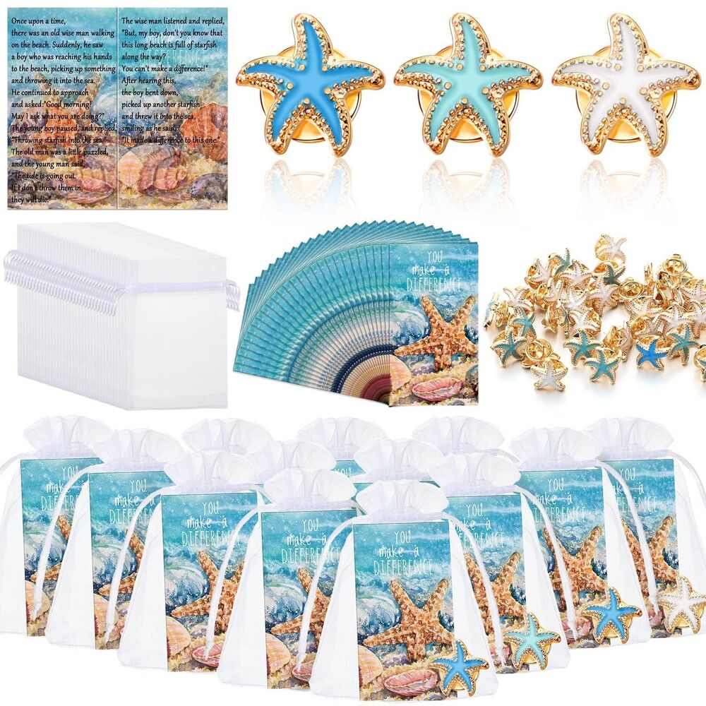 Unittype 60 Sets Starfish Pins, You Make a Difference Gifts